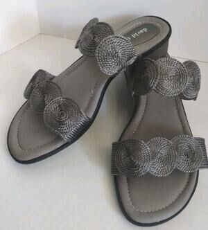 David Tate NEW Womens' Honey Sandals Gunmetal Woven Spiral Slip On 9WW